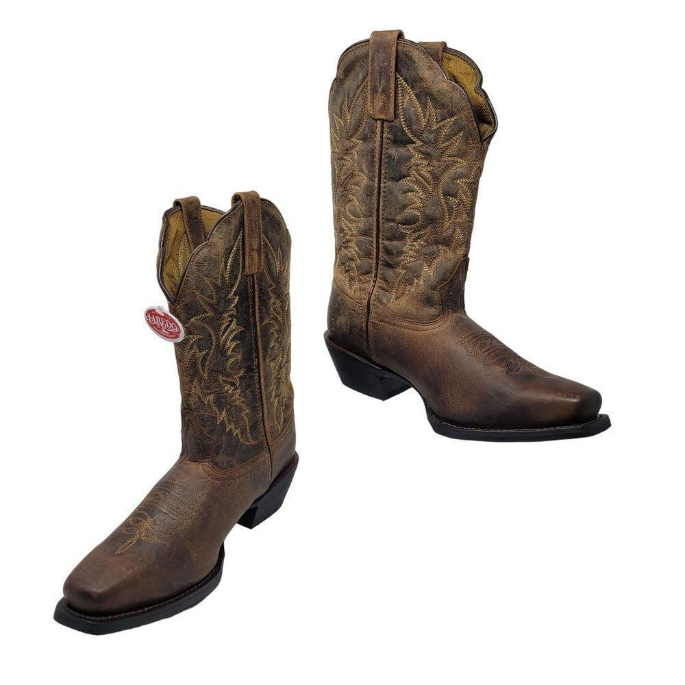Laredo Anita Brown Leather Embroidered‎ Cowboy Boots 9 Cowboy Western Rodeo Boho